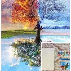NWT Paint by Numbers 4 Seasons Trees Canvas